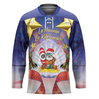 American Samoa Christmas Hockey Jersey Seashell Santa Beach Vibes - Polynesian Pride