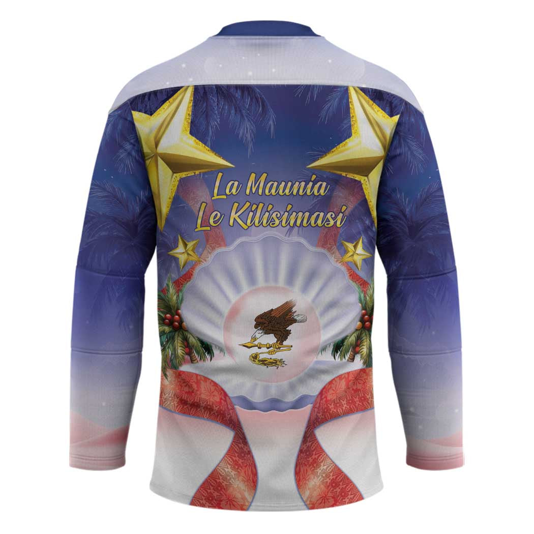 American Samoa Christmas Hockey Jersey Seashell Santa Beach Vibes - Polynesian Pride