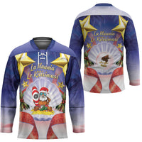 American Samoa Christmas Hockey Jersey Seashell Santa Beach Vibes - Polynesian Pride
