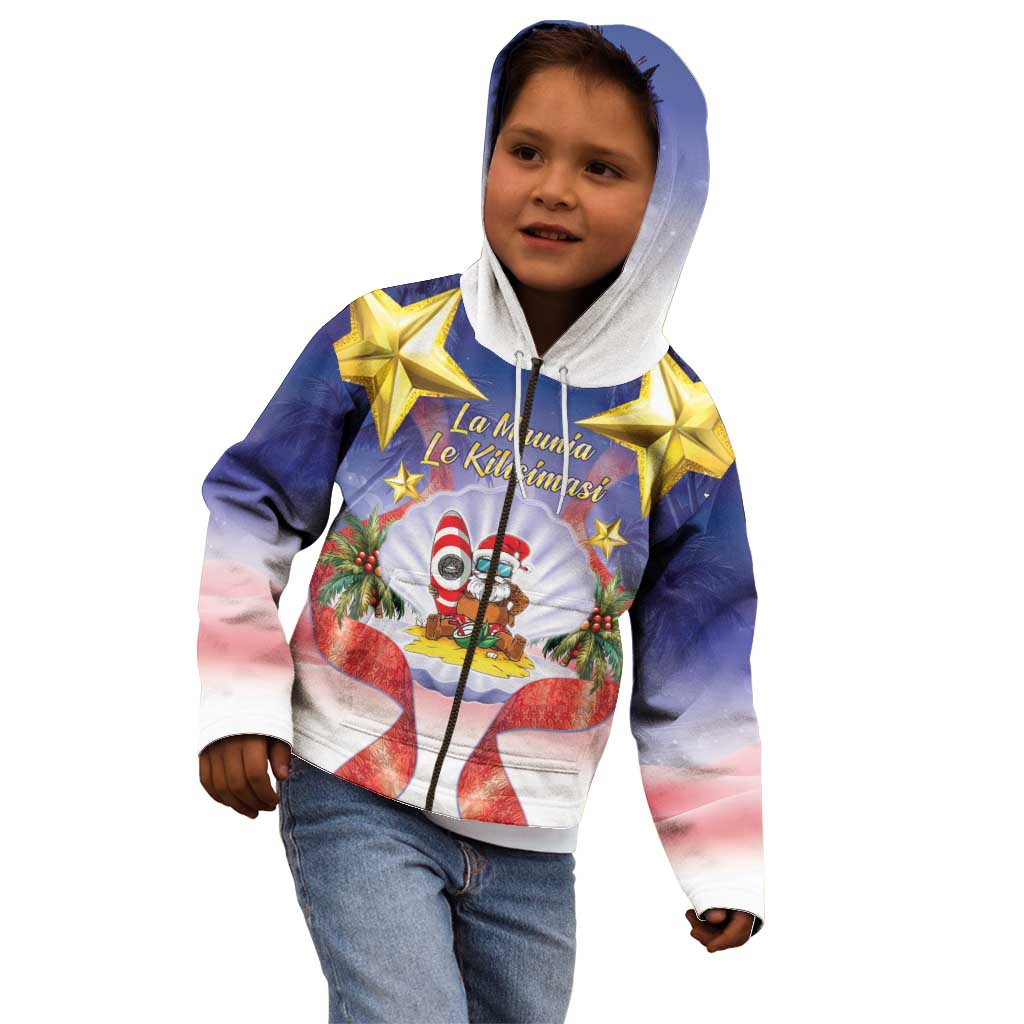 American Samoa Christmas Kid Hoodie Seashell Santa Beach Vibes - Polynesian Pride