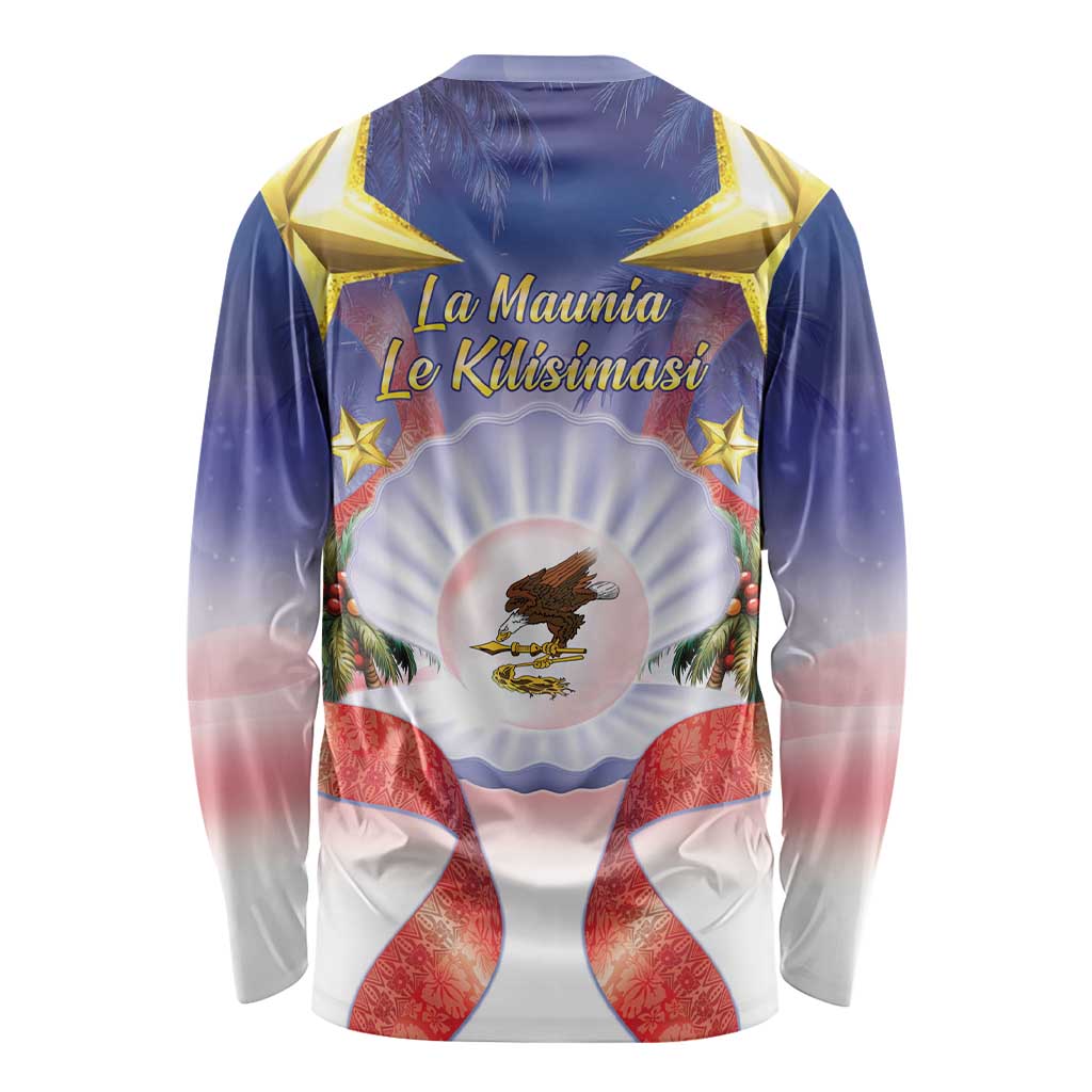 American Samoa Christmas Long Sleeve Shirt Seashell Santa Beach Vibes - Polynesian Pride