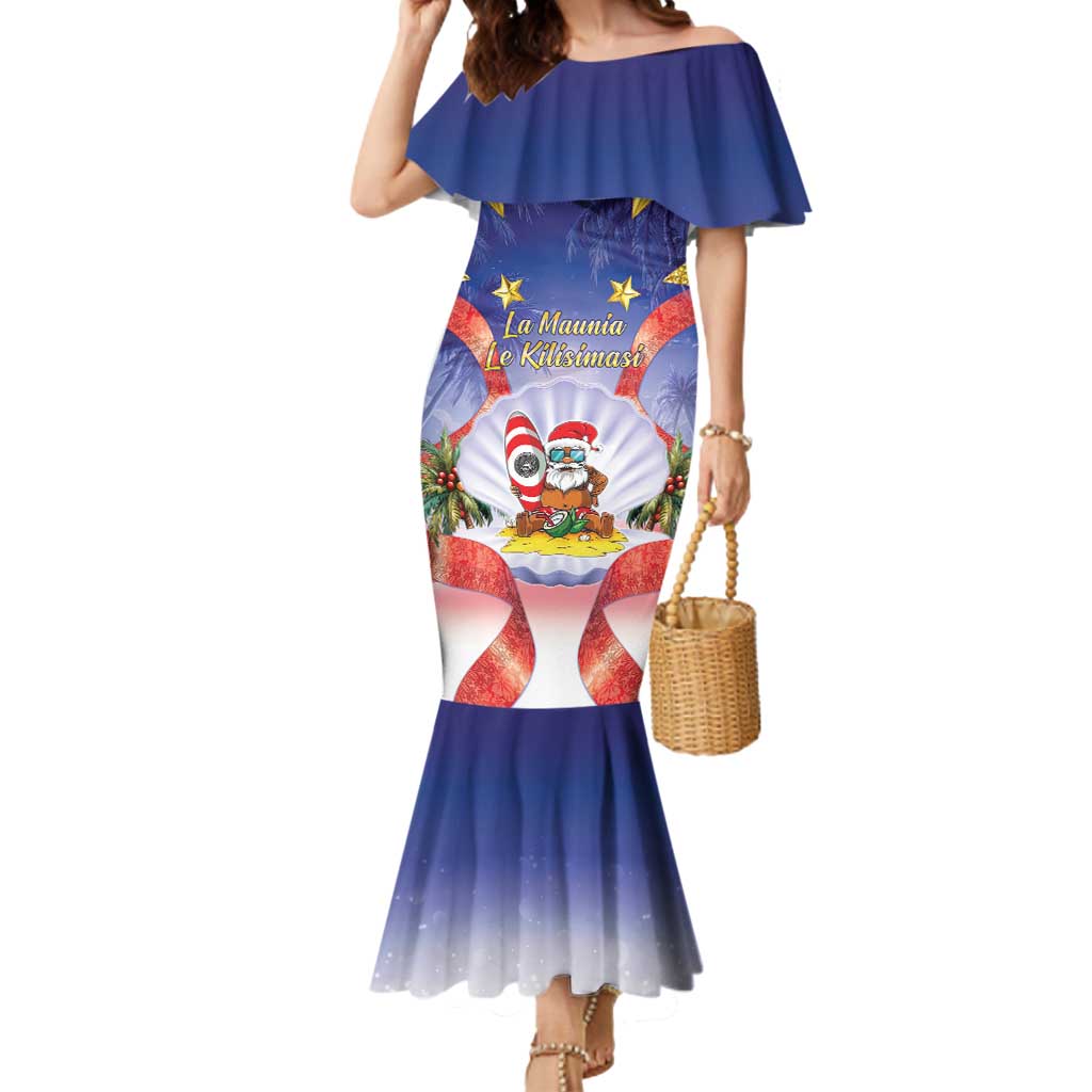 American Samoa Christmas Mermaid Dress Seashell Santa Beach Vibes - Polynesian Pride