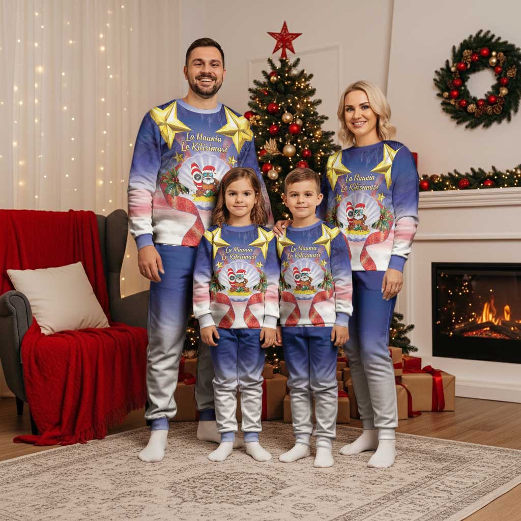 American Samoa Christmas Pajama Set Seashell Santa Beach Vibes - Polynesian Pride