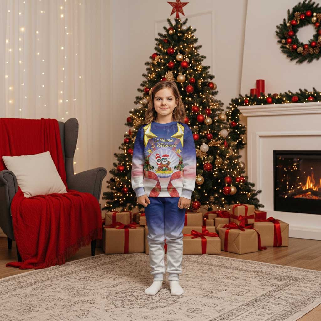 American Samoa Christmas Pajama Set Seashell Santa Beach Vibes - Polynesian Pride