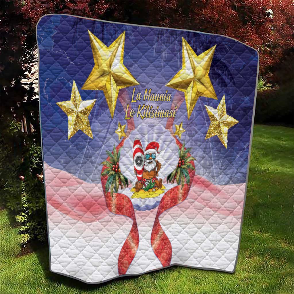 American Samoa Christmas Quilt Seashell Santa Beach Vibes - Polynesian Pride