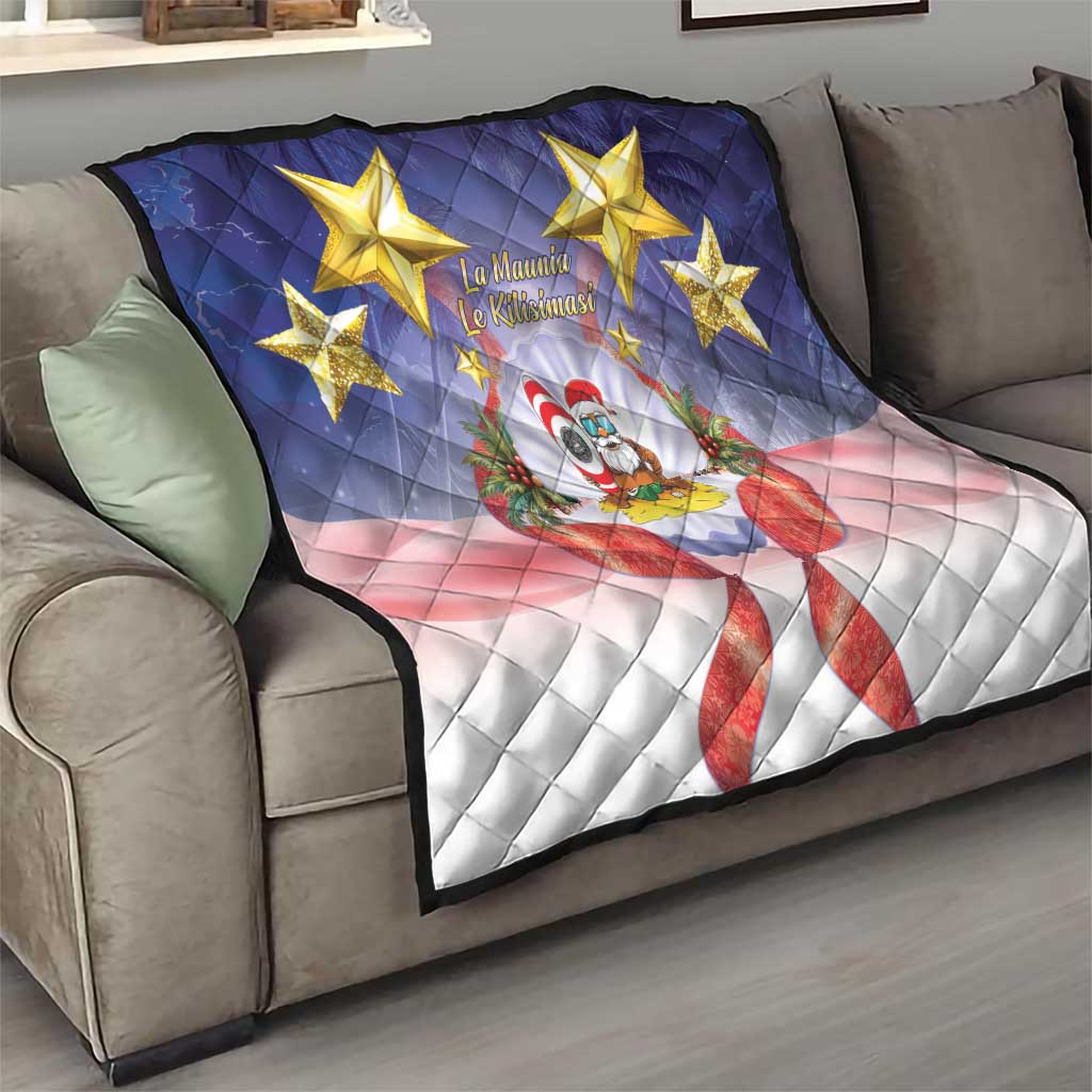 American Samoa Christmas Quilt Seashell Santa Beach Vibes - Polynesian Pride