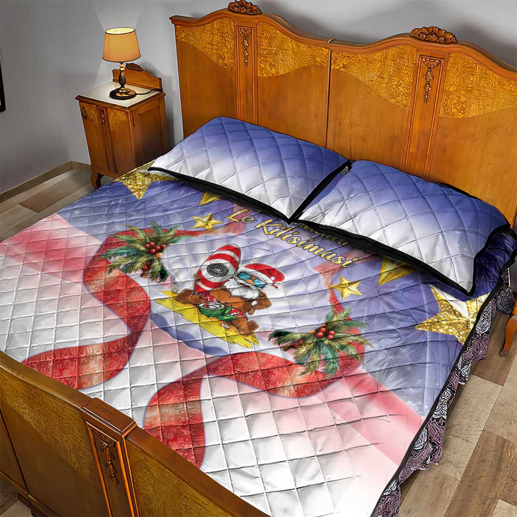 American Samoa Christmas Quilt Bed Set Seashell Santa Beach Vibes - Polynesian Pride