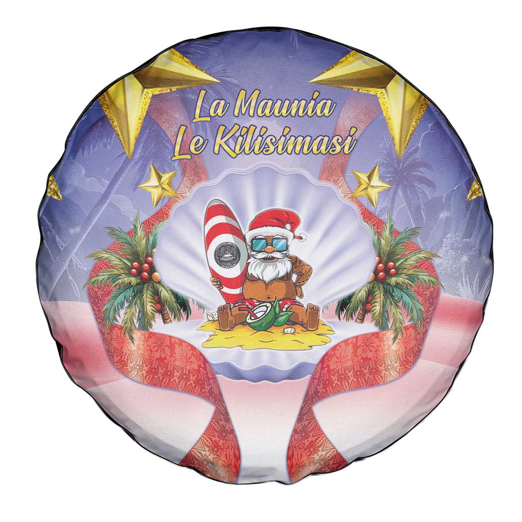 American Samoa Christmas Spare Tire Cover Seashell Santa Beach Vibes - Polynesian Pride