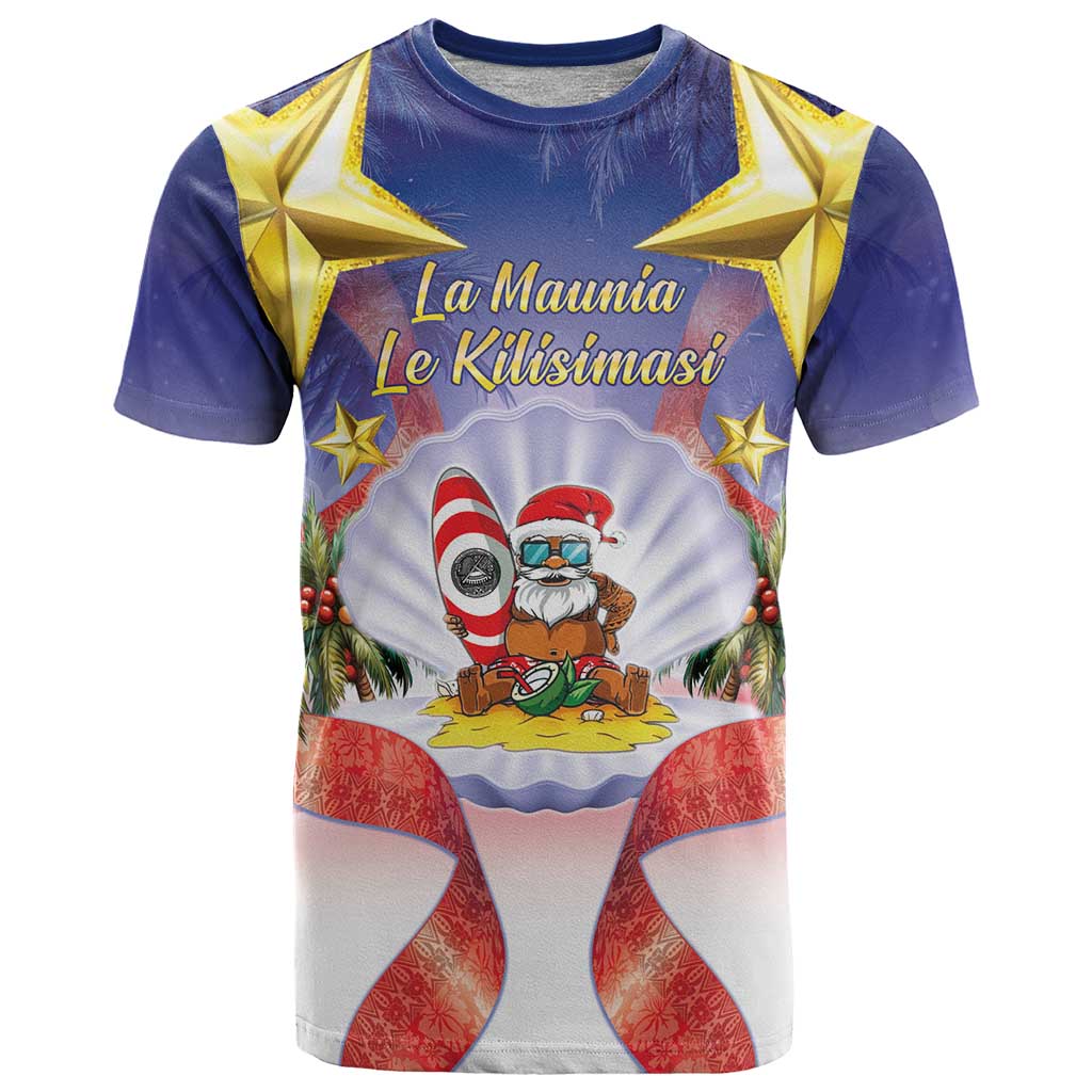 American Samoa Christmas T Shirt Seashell Santa Beach Vibes - Polynesian Pride