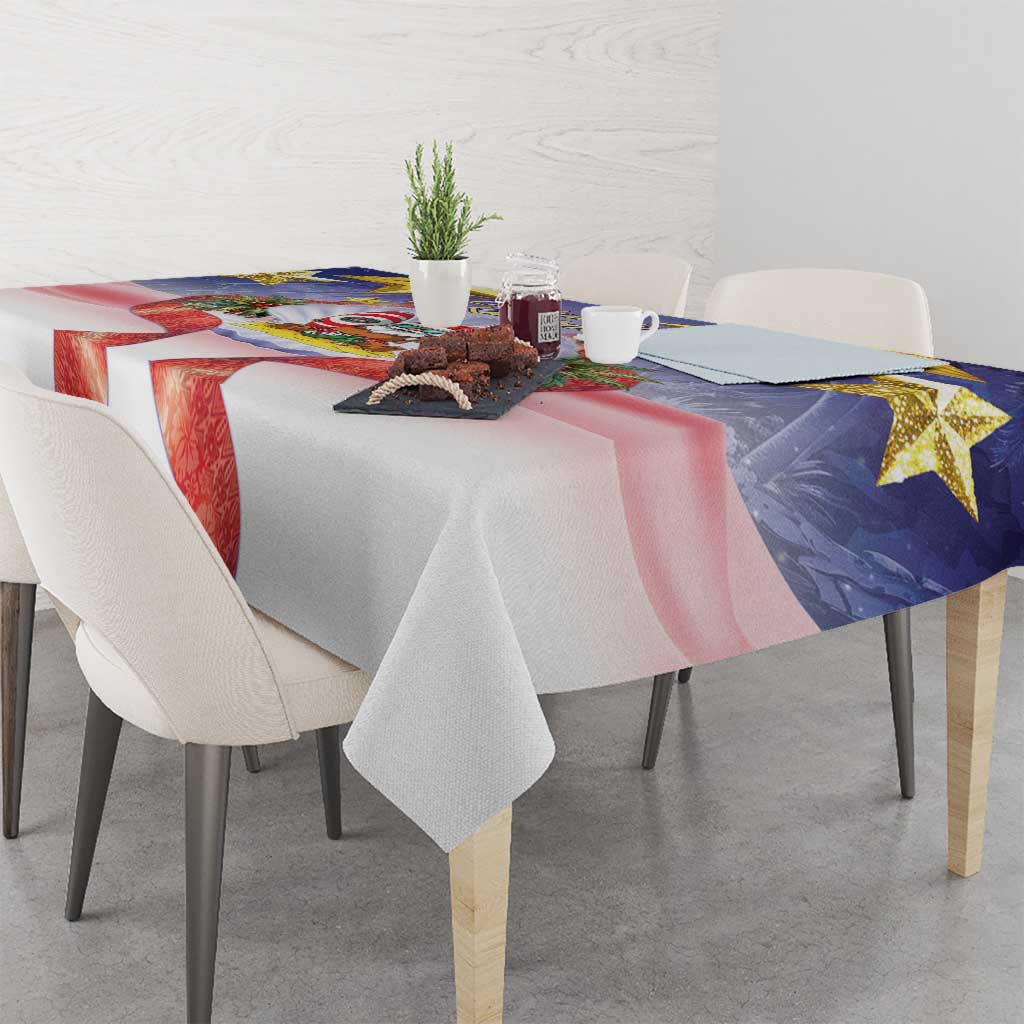 American Samoa Christmas Tablecloth Seashell Santa Beach Vibes - Polynesian Pride