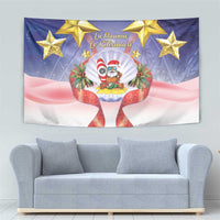 American Samoa Christmas Tapestry Seashell Santa Beach Vibes - Polynesian Pride