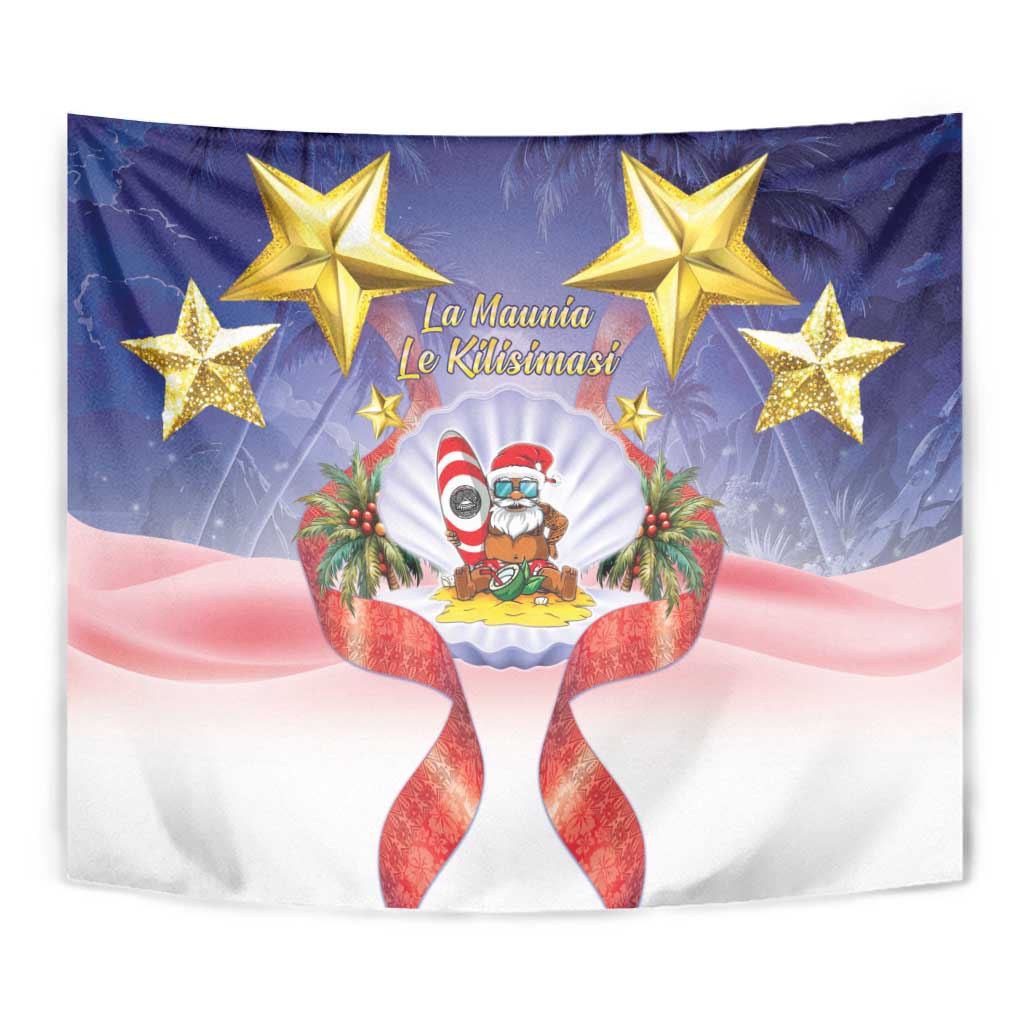 American Samoa Christmas Tapestry Seashell Santa Beach Vibes - Polynesian Pride