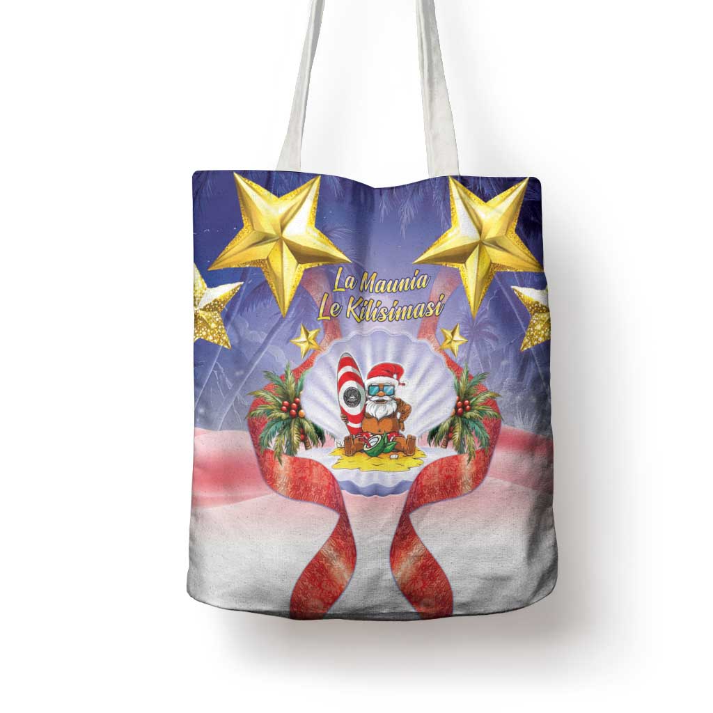 American Samoa Christmas Tote Bag Seashell Santa Beach Vibes - Polynesian Pride