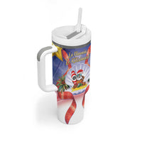 American Samoa Christmas Tumbler With Handle Seashell Santa Beach Vibes - Polynesian Pride