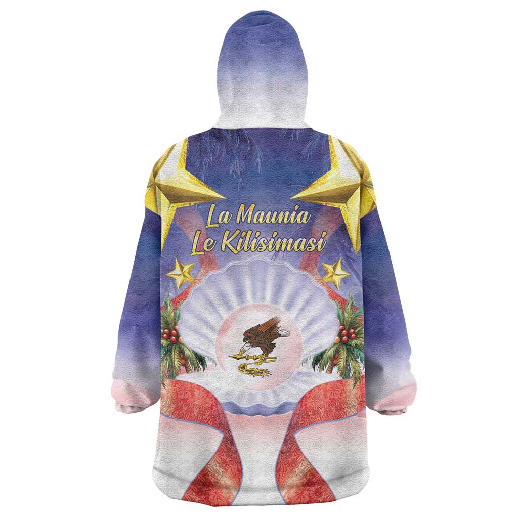 American Samoa Christmas Wearable Blanket Hoodie Seashell Santa Beach Vibes - Polynesian Pride