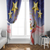 American Samoa Christmas Window Curtain Seashell Santa Beach Vibes - Polynesian Pride