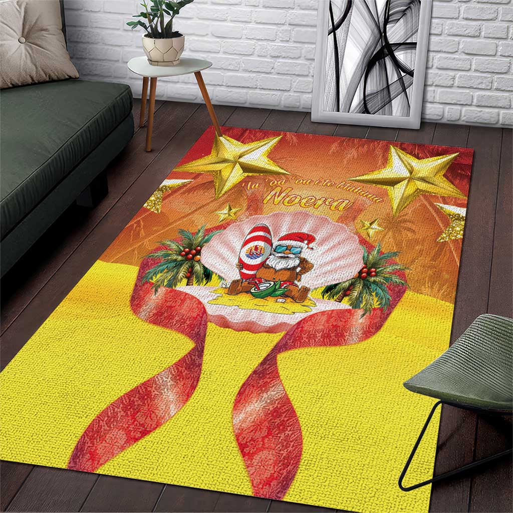 French Polynesia Christmas Area Rug Seashell Santa Beach Vibes - Polynesian Pride