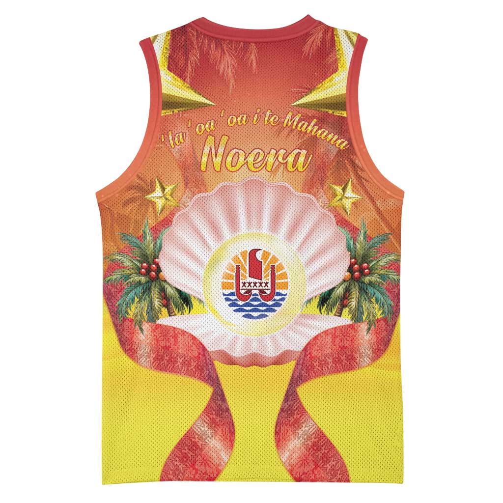French Polynesia Christmas Basketball Jersey Seashell Santa Beach Vibes - Polynesian Pride