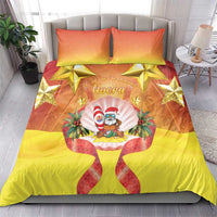 French Polynesia Christmas Bedding Set Seashell Santa Beach Vibes - Polynesian Pride