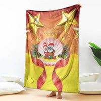 French Polynesia Christmas Blanket Seashell Santa Beach Vibes - Polynesian Pride