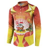 French Polynesia Christmas Button Sweatshirt Seashell Santa Beach Vibes - Polynesian Pride