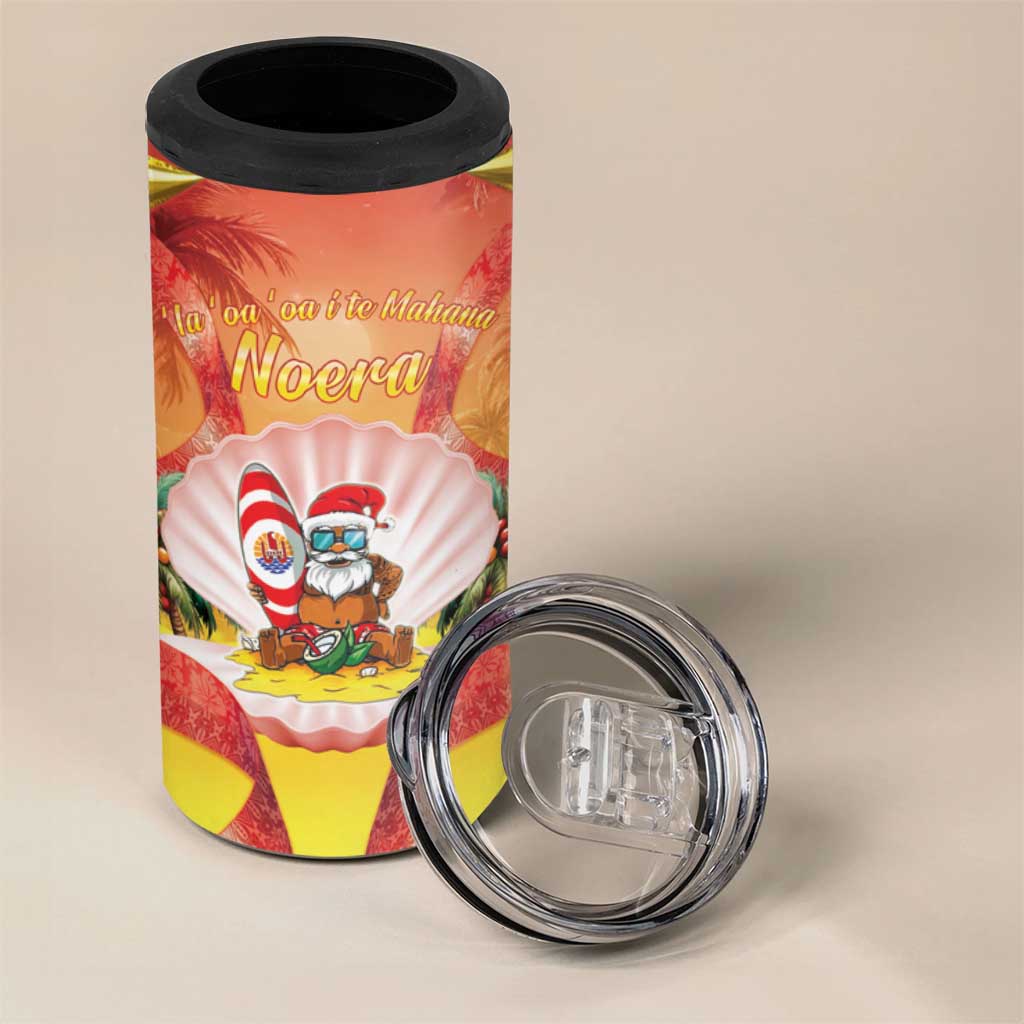 French Polynesia Christmas 4 in 1 Can Cooler Tumbler Seashell Santa Beach Vibes - Polynesian Pride