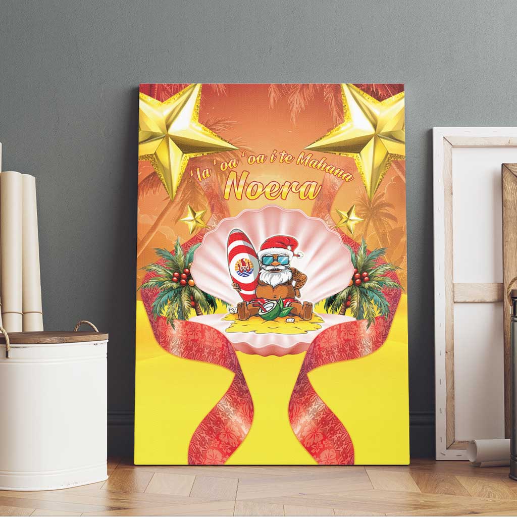 French Polynesia Christmas Canvas Wall Art Seashell Santa Beach Vibes - Polynesian Pride