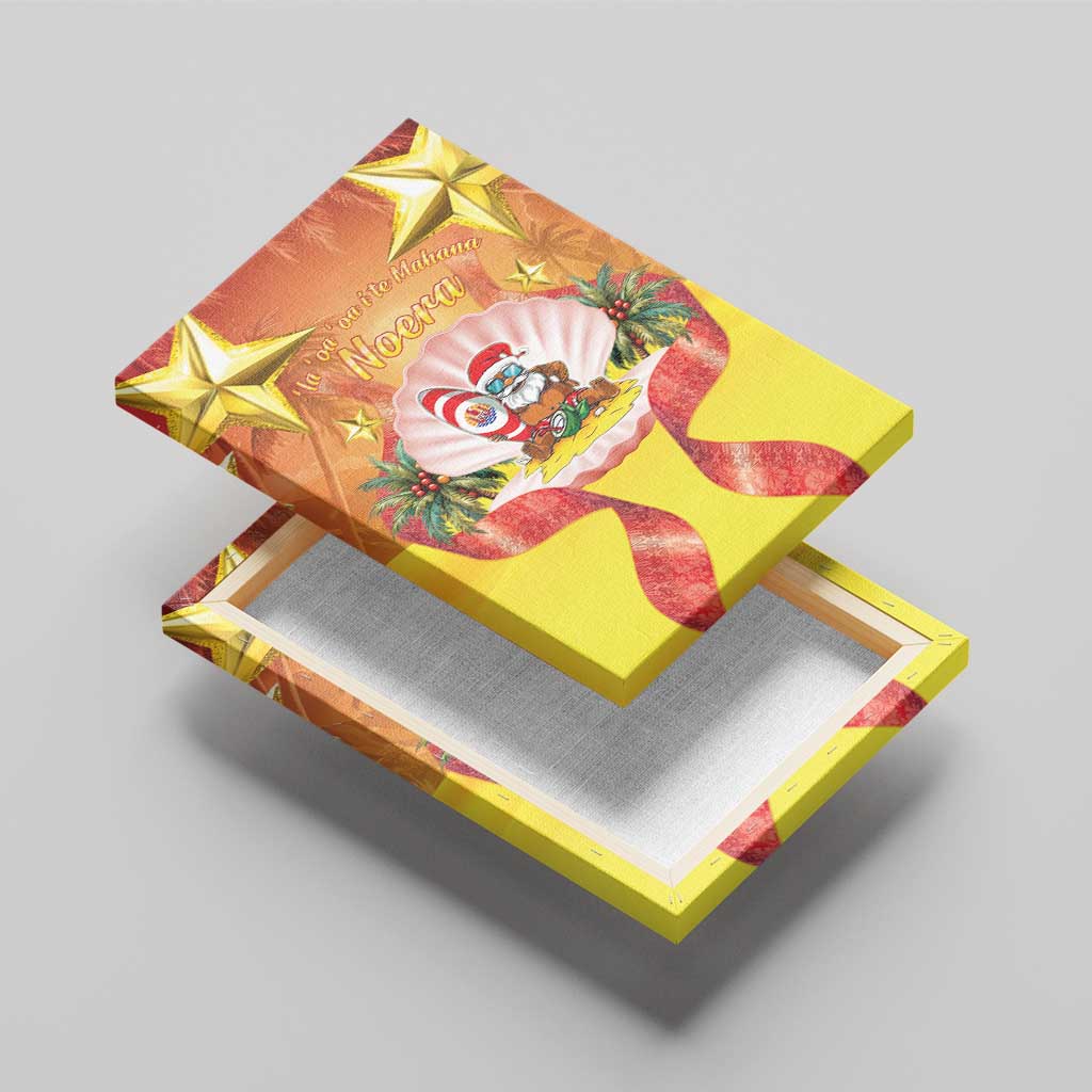 French Polynesia Christmas Canvas Wall Art Seashell Santa Beach Vibes - Polynesian Pride