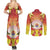 French Polynesia Christmas Couples Matching Summer Maxi Dress and Long Sleeve Button Shirt Seashell Santa Beach Vibes - Polynesian Pride