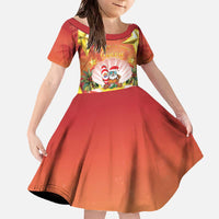 French Polynesia Christmas Family Matching Off The Shoulder Long Sleeve Dress and Hawaiian Shirt Seashell Santa Beach Vibes - Polynesian Pride