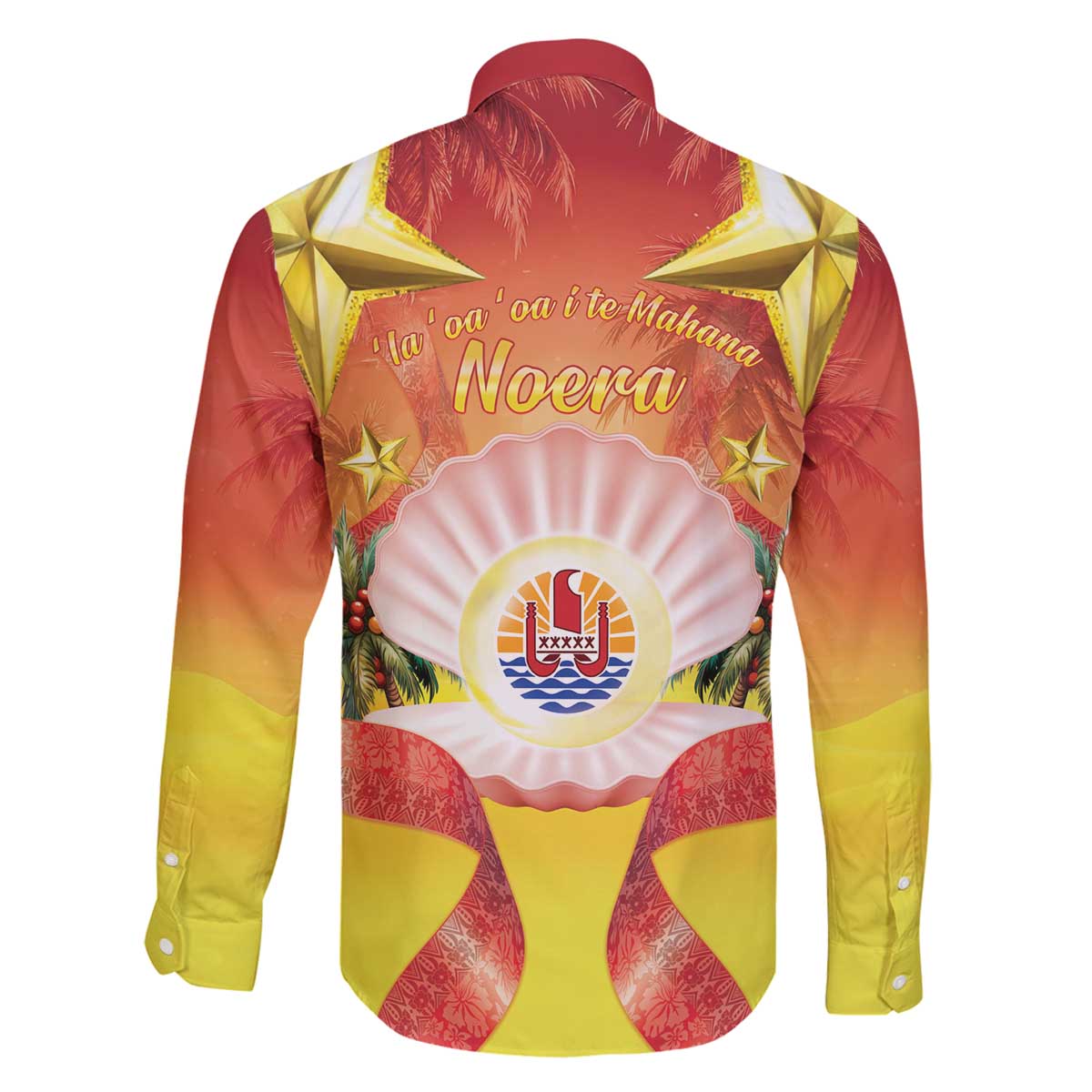 French Polynesia Christmas Family Matching Off The Shoulder Long Sleeve Dress and Hawaiian Shirt Seashell Santa Beach Vibes - Polynesian Pride