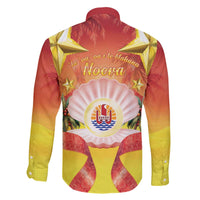 French Polynesia Christmas Family Matching Off The Shoulder Long Sleeve Dress and Hawaiian Shirt Seashell Santa Beach Vibes - Polynesian Pride