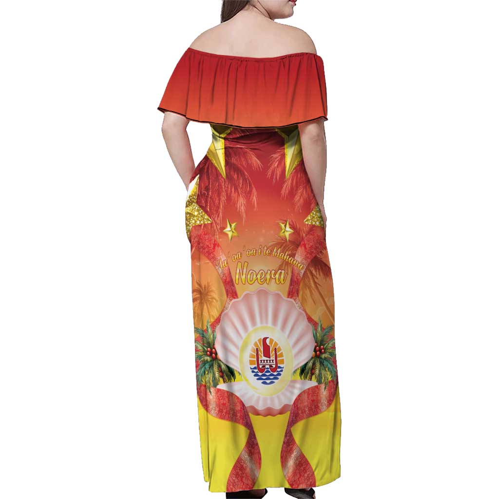 French Polynesia Christmas Family Matching Off Shoulder Maxi Dress and Hawaiian Shirt Seashell Santa Beach Vibes - Polynesian Pride
