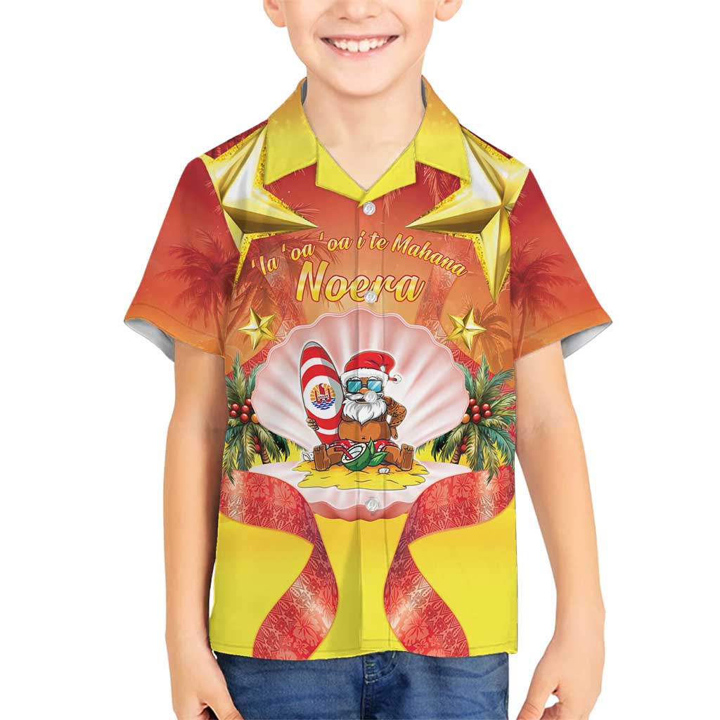 French Polynesia Christmas Family Matching Summer Maxi Dress and Hawaiian Shirt Seashell Santa Beach Vibes - Polynesian Pride