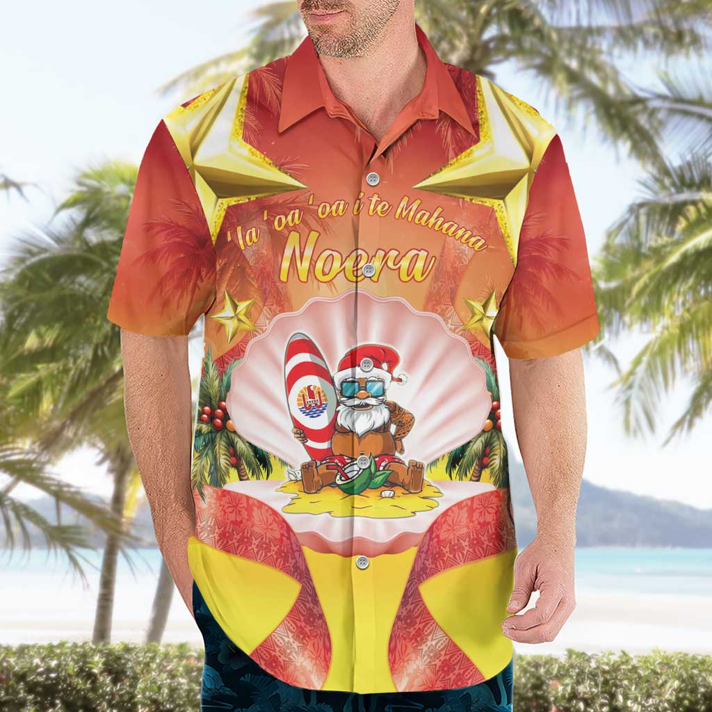 French Polynesia Christmas Hawaiian Shirt Seashell Santa Beach Vibes - Polynesian Pride