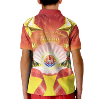 French Polynesia Christmas Kid Polo Shirt Seashell Santa Beach Vibes - Polynesian Pride