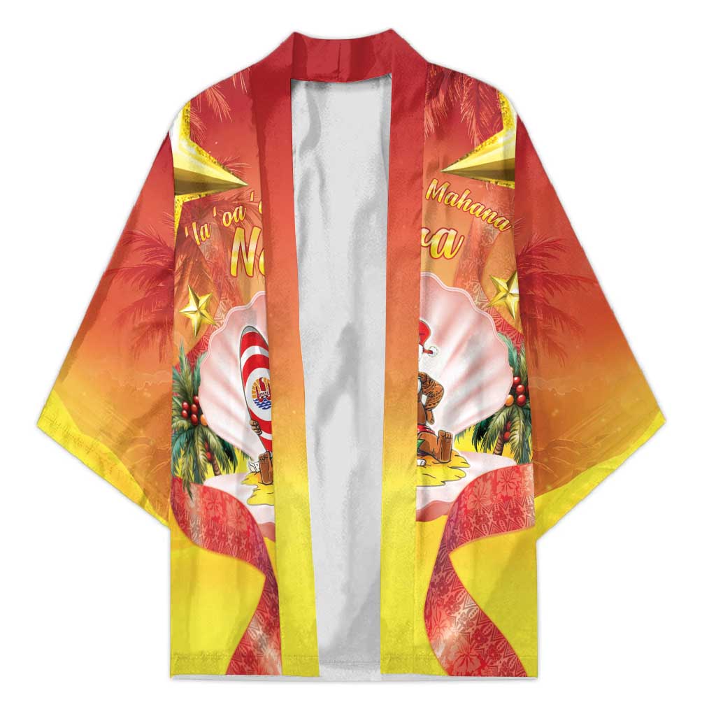 French Polynesia Christmas Kimono Seashell Santa Beach Vibes - Polynesian Pride