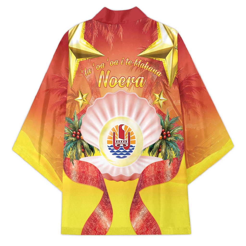 French Polynesia Christmas Kimono Seashell Santa Beach Vibes - Polynesian Pride