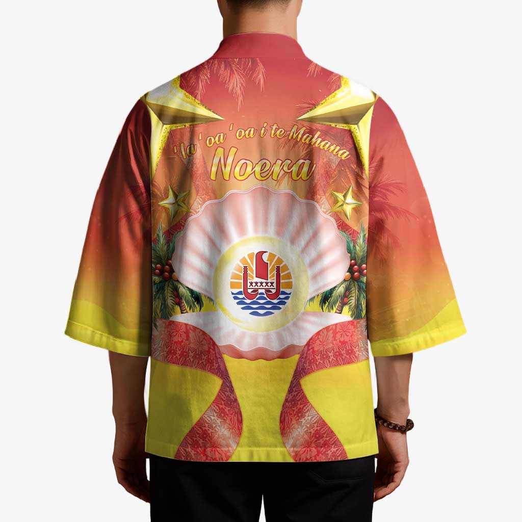French Polynesia Christmas Kimono Seashell Santa Beach Vibes - Polynesian Pride