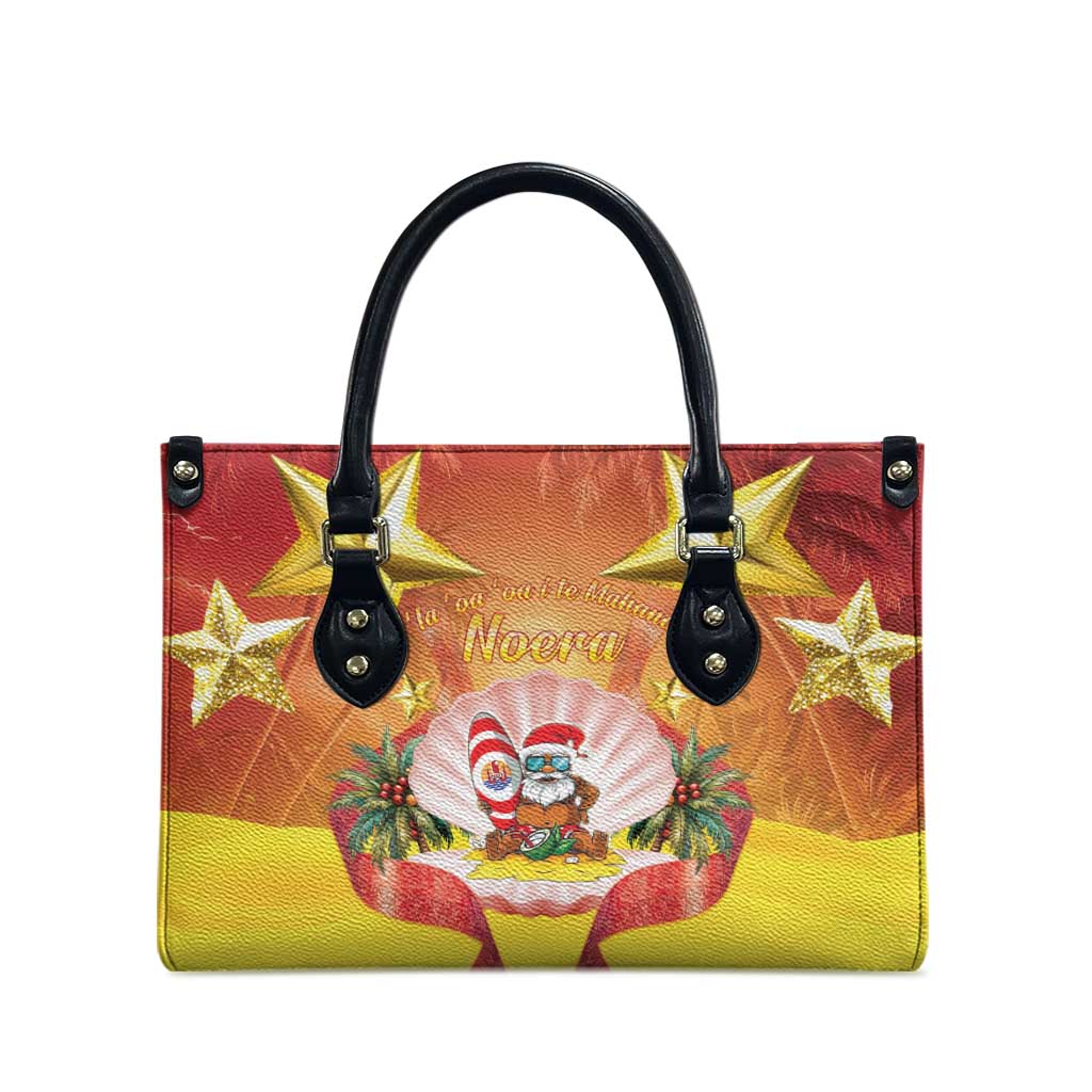 French Polynesia Christmas Leather Bag Seashell Santa Beach Vibes - Polynesian Pride