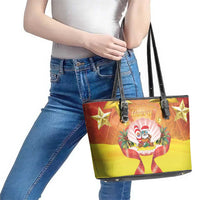 French Polynesia Christmas Leather Tote Bag Seashell Santa Beach Vibes - Polynesian Pride