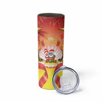 French Polynesia Christmas Skinny Tumbler Seashell Santa Beach Vibes - Polynesian Pride