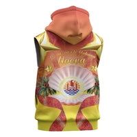 French Polynesia Christmas Sleeveless Zip Hoodie Seashell Santa Beach Vibes - Polynesian Pride
