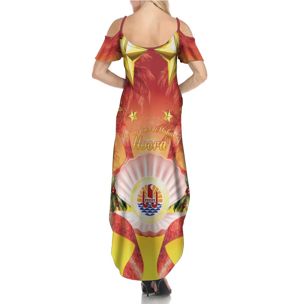 French Polynesia Christmas Summer Maxi Dress Seashell Santa Beach Vibes - Polynesian Pride