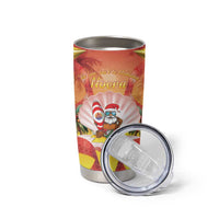 French Polynesia Christmas Tumbler Cup Seashell Santa Beach Vibes - Polynesian Pride