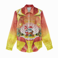 French Polynesia Christmas Women Casual Shirt Seashell Santa Beach Vibes - Polynesian Pride