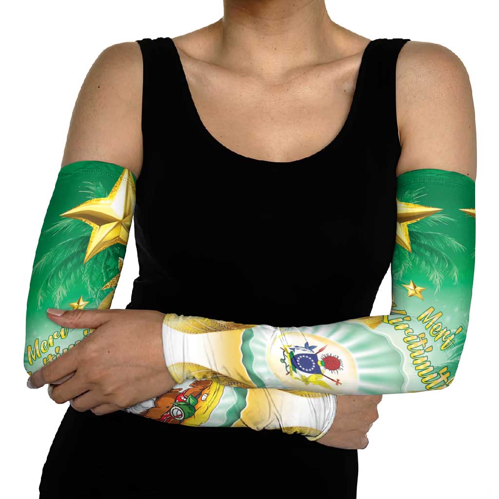 Cook Islands Christmas Arm Sleeves Seashell Santa Beach Vibes - Polynesian Pride