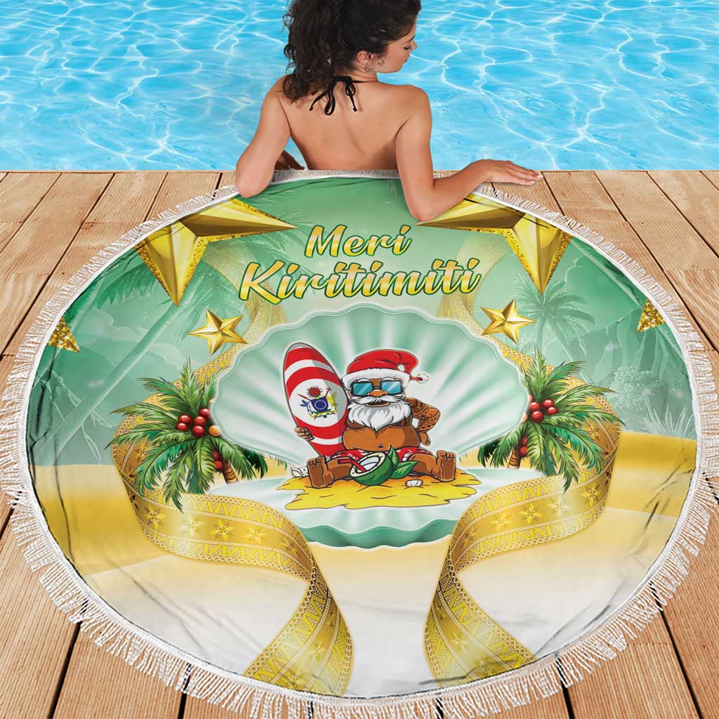 Cook Islands Christmas Beach Blanket Seashell Santa Beach Vibes - Polynesian Pride