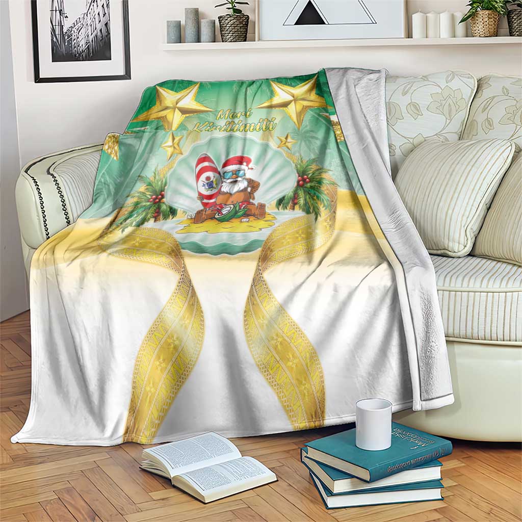 Cook Islands Christmas Blanket Seashell Santa Beach Vibes - Polynesian Pride