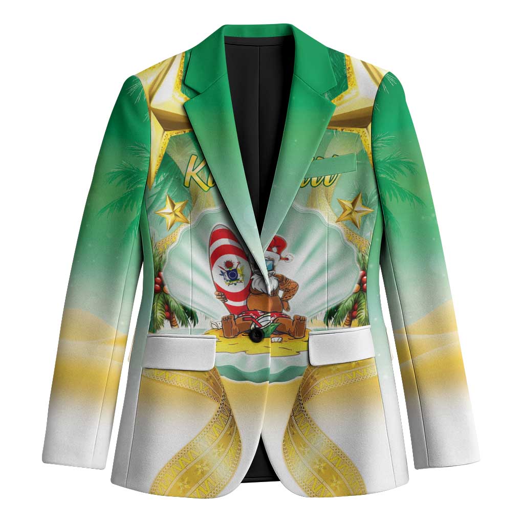 Cook Islands Christmas Blazer Seashell Santa Beach Vibes - Polynesian Pride